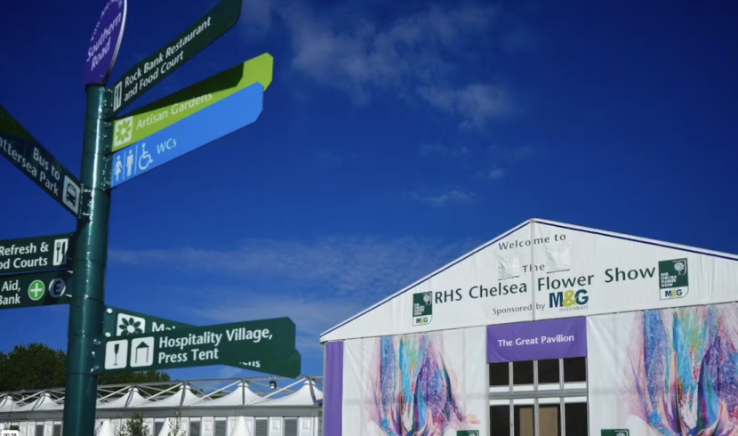 Outdoor signage for the Royal Chelsea flower Show.