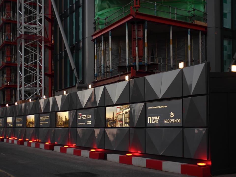 Illuminated hoarding at Neo-Bankside.